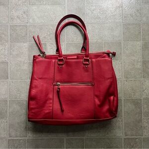 Red Merona Large Leather Tote Bag Shoulder Straps